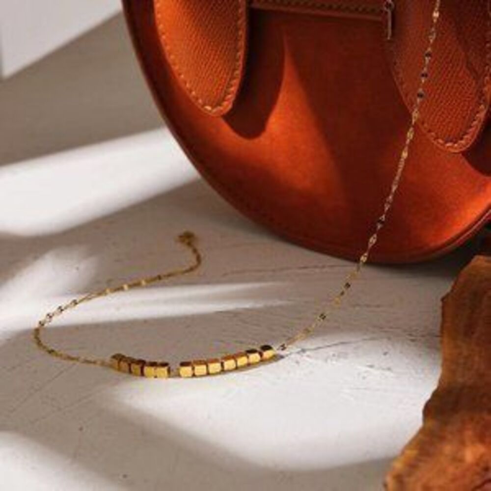 New 18K Gold Plated Multi Cube Necklace